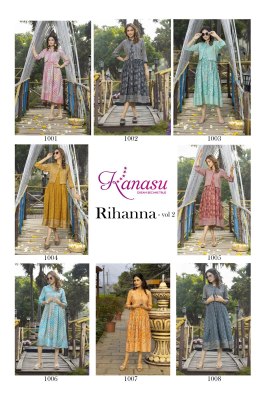 Kanasu by rihanna vol 2 reyon heavy capsual print kurti catalog with koti at wholesale rate kurtis catalogs