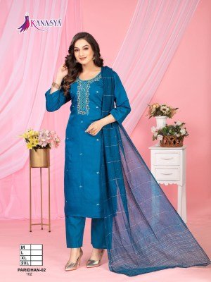 Kanasya Paridhan Vol 02  Vatican Top And Bottom Embroidery Work And Digital Chanderi Dupatta Wholesale kurtis catalogs