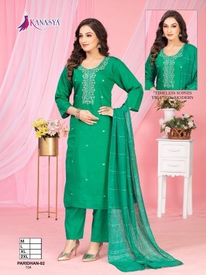 Kanasya Paridhan Vol 02  Vatican Top And Bottom Embroidery Work And Digital Chanderi Dupatta Wholesale kurtis catalogs