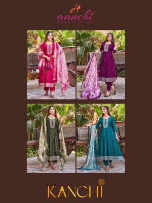 Kanchi by Aanchi Vichitra silk designer fancy anarkali suit collection at affordable rate readymade suit catalogs