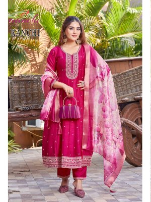 Kanchi by Aanchi Vichitra silk designer fancy anarkali suit collection at affordable rate readymade suit catalogs