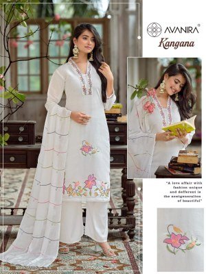 Kangana Avanira Embroidered Kurti Pant with Dupatta Set Size wise Combo Set