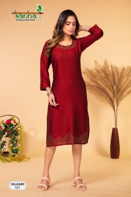 Kanha Kurtis Ka Khazana Kilkari Vol 2 Fancy Rayon Swarovski Work Wholesale Kurti catalogue  kurtis catalogs