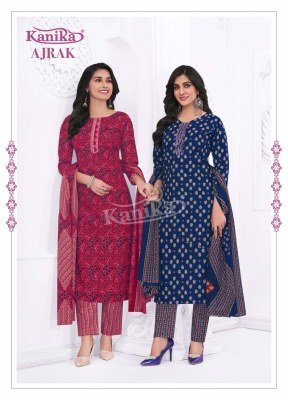 Kanika Ajrak Vol 1 Stylish Straight Kurti with Printed Pant And Cotton Feel Dupatta Wholesale kurtis catalogs