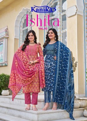 Kanika Ishita Vol 2 Premium Embroidered Straight Kurti Set with Pant And Printed Cotton Dupatta Wholesale kurtis catalogs