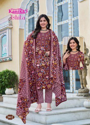 Kanika Ishita Vol 2 Premium Embroidered Straight Kurti Set with Pant And Printed Cotton Dupatta Wholesale kurtis catalogs