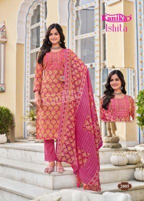 Kanika Ishita Vol 2 Premium Embroidered Straight Kurti Set with Pant And Printed Cotton Dupatta Wholesale kurtis catalogs