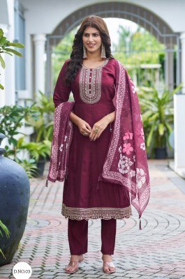 Kara Fashion Lizza Vol 1 Premium Roman Silk Suit with Kurti Pant DupattaOrganza Digital Dupatta Wholesale kurti pant with dupatta Catalogs