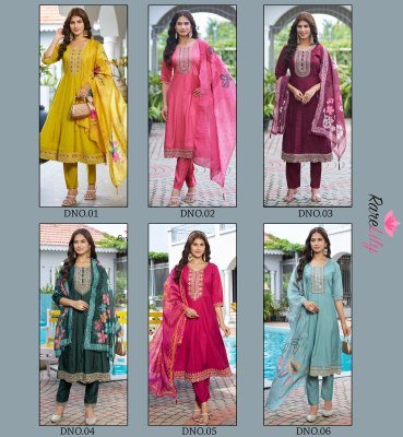 Kara Fashion Lizza Vol 1 Premium Roman Silk Suit with Kurti Pant DupattaOrganza Digital Dupatta Wholesale kurti pant with dupatta Catalogs