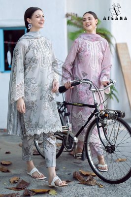 Karachi lawn 02 by Afsana premium pure lawn kurti pant with dupatta catalogue Karachi suits catalogs