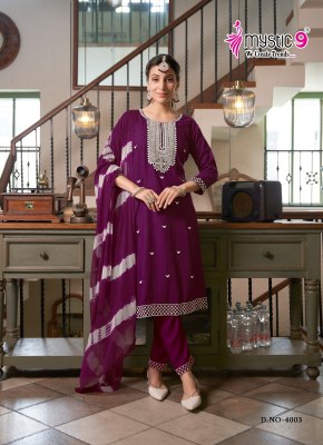 Karachi vol 4 by Mystic 9 premium quality Luckhnawi work readymade suit collection at low price   readymade suit catalogs
