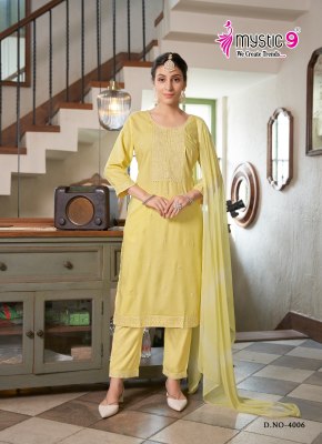 Karachi vol 4 by Mystic 9 premium quality Luckhnawi work readymade suit collection at low price   readymade suit catalogs