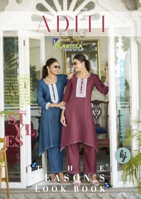 Karissa Aditi Fish Cut Denim Co Ord Set with Hand Embroidery Top And Pocket Pants Wholesale Karissa 
