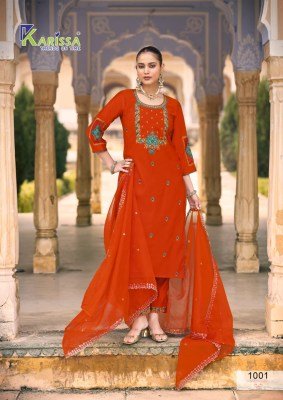 Karissa Goldy Catalog Viscose Gadhwal Kurti Pant with Organza Dupatta readymade suit catalogs