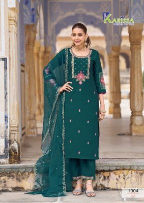 Karissa Goldy Catalog Viscose Gadhwal Kurti Pant with Organza Dupatta readymade suit catalogs