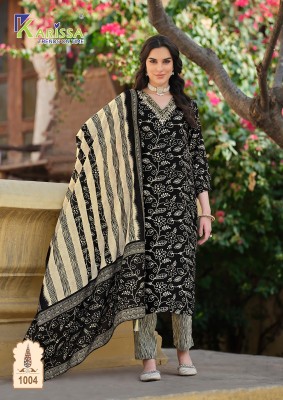 Karissa Haseena LIVA Rayon Foil Print Top And Pant Set with Real Mirror Handwork, Premium Mall Print Dupatta Wholesale kurtis catalogs