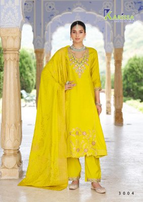 Karissa Kalisha Vol 3 Design 4 Premium Viscose Roman Silk Kurti Set with Pant And Banarasi Jacquard Muslin Dupatta Wholesale kurti pant with dupatta Catalogs