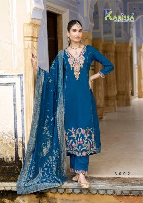Karissa Kalisha Vol 3 Design 4 Premium Viscose Roman Silk Kurti Set with Pant And Banarasi Jacquard Muslin Dupatta Wholesale kurti pant with dupatta Catalogs