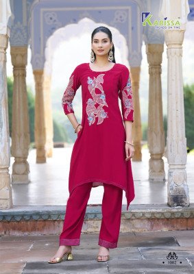 Karissa Lakshara Coord Set Kurti Catalogs Pure Soft Viscose Top And Pant with Hand And Thread Work Premium Stitched Outfit Wholesale kurtis catalogs