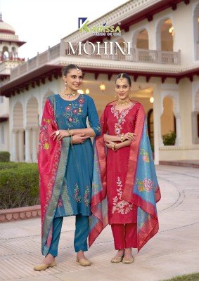 Karissa Mohini Premium Heavy Viscose Simmar Top And Pant Set with Cotton Mall Inner And Pure Viscose Simmar Jacquard Digital Print Dupatta Handcrafted Karissa 