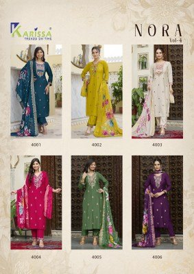 Karissa Nora Vol 4 Premium Viscose Top And Bottom Set with Hand Khatli Work And Digital Print Maslin Dupatta Wholesale kurtis catalogs