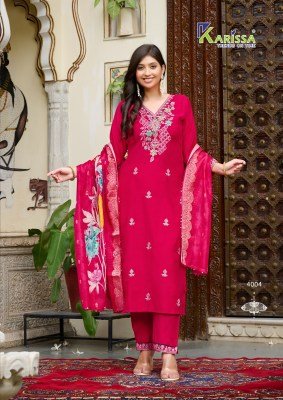 Karissa Nora Vol 4 Premium Viscose Top And Bottom Set with Hand Khatli Work And Digital Print Maslin Dupatta Wholesale kurtis catalogs