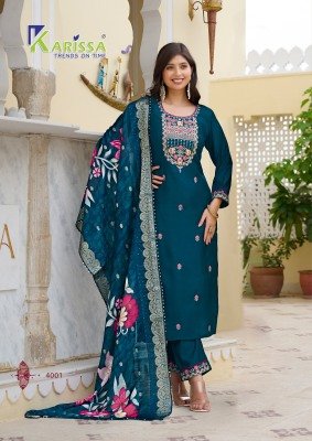 Karissa Nora Vol 4 Premium Viscose Top And Bottom Set with Hand Khatli Work And Digital Print Maslin Dupatta Wholesale kurtis catalogs