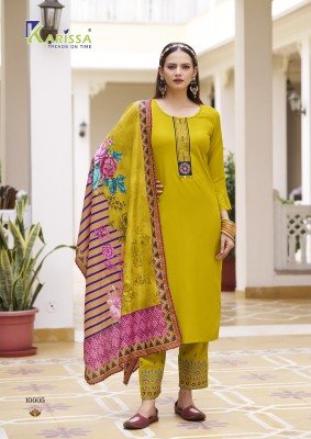 Karissa Vidisha Vol 10 Premium LIVA Rayon Top Plazzo Set with Muslin Digital Print Dupatta And Handwork Wholesale kurtis catalogs