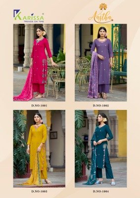 Karissa by Aastha Premium Liva Tag Fancy Kurti pant with dupatta catalogue at affordable rate readymade suit catalogs