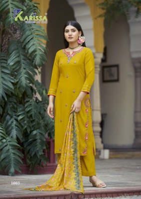 Karissa by Aastha Premium Liva Tag Fancy Kurti pant with dupatta catalogue at affordable rate readymade suit catalogs