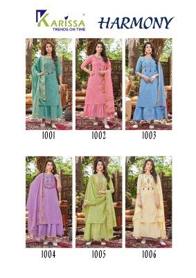 Karissa by Harmony Premium cotton Thread work top bottom and chunri catalogue at low price readymade suit catalogs