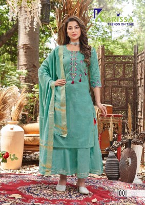 Karissa by Harmony Premium cotton Thread work top bottom and chunri catalogue at low price readymade suit catalogs