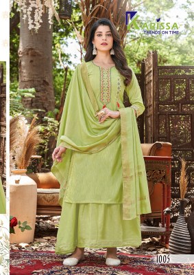 Karissa by Harmony Premium cotton Thread work top bottom and chunri catalogue at low price readymade suit catalogs