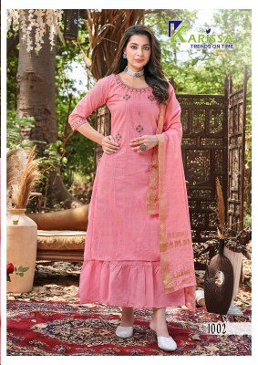 Karissa by Harmony Premium cotton Thread work top bottom and chunri catalogue at low price readymade suit catalogs