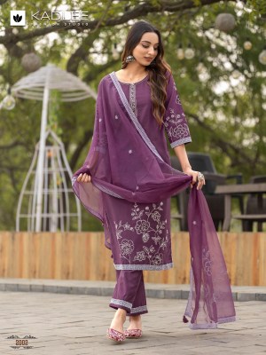 Karwaa by Kadlee Viscorse handwork printed straight suit with bottom and dupatta catalogue readymade suit catalogs