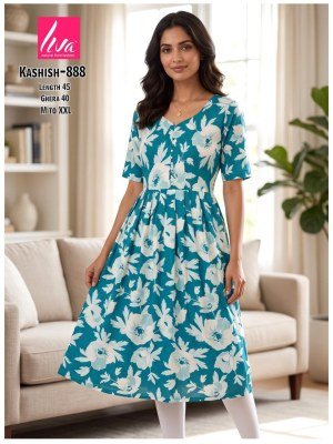 Kashish Rayon Liva Ghera Pom Pom Kurti kurtis catalogs