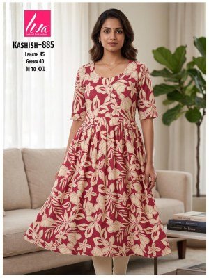 Kashish Rayon Liva Ghera Pom Pom Kurti kurtis catalogs