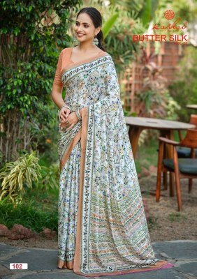 Kashvi Creation Butter Silk Vol-01 Silk Crepe Digital Print Saree Collection sarees catalogs