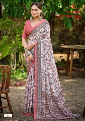 Kashvi Creation Butter Silk Vol-01 Silk Crepe Digital Print Saree Collection sarees catalogs