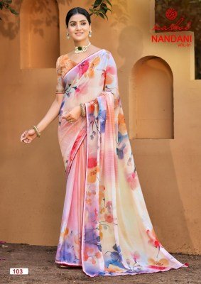 Kashvi Creation Nandani Vol. 01  Georgette Piping Border Collection sarees catalogs