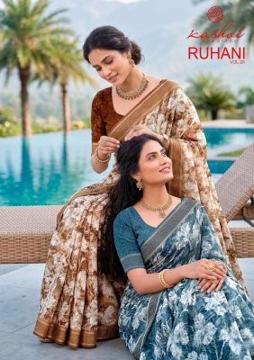Kashvi Creation Ruhani Vol. 26 Dull Moss Zari Patta Saree Collection 