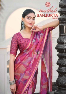 Kashvi Creation Sanjukta PC Moss Viscose Border Saree Collection wholesale catalogs