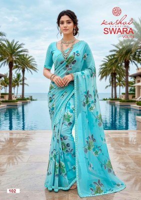 Kashvi Creation Swara Vol 01 Georgette Embroidered Saree sarees catalogs