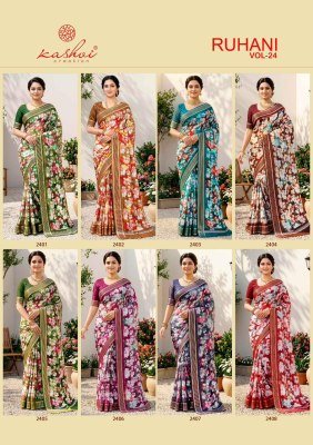 Kashvi Ruhani Vol. 24 Dull Moss Zari Patta Saree Collection sarees catalogs