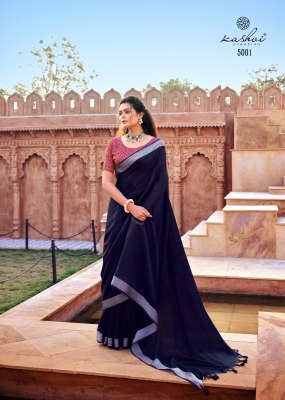 Kashvi creation by Abhilasha fancy linen silk Saree with embroidered blouse catalogue at low rate   sarees catalogs