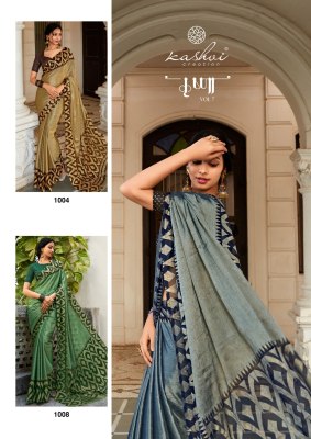 Kashvi creation by Krishna vol 7 new designer chiffon brasso foil with piping saree catalogue at wholesale price sarees catalogs