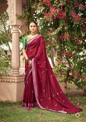 Kashvi creation by Malika pure linen embroidered work saree and blouse catalogue at low rate sarees catalogs
