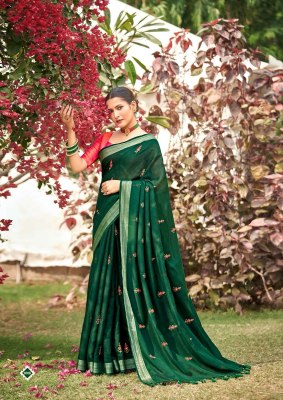 Kashvi creation by Malika pure linen embroidered work saree and blouse catalogue at low rate sarees catalogs