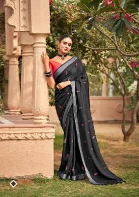 Kashvi creation by Malika pure linen embroidered work saree and blouse catalogue at low rate sarees catalogs