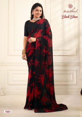 Kashvi creation by black blaze pure georgette with swarovski lace lace saree catalogue at wholesale price sarees catalogs